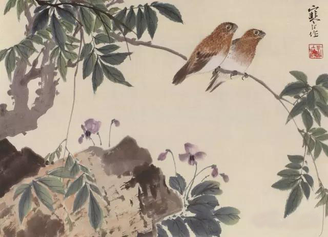 江寒汀写意黑山雀石榴花图,江寒汀写意花鸟千峰竞秀原作尺寸