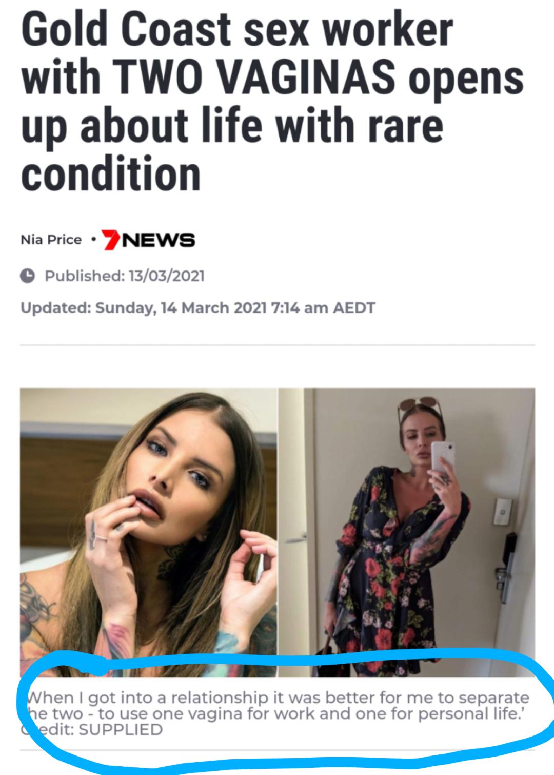 “我有两个*处私**：左边的用来接客，右边的男友专用……”