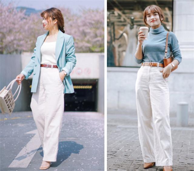 小白裤这样穿才不low还倍显高级感,好看的休闲百搭的小白裤