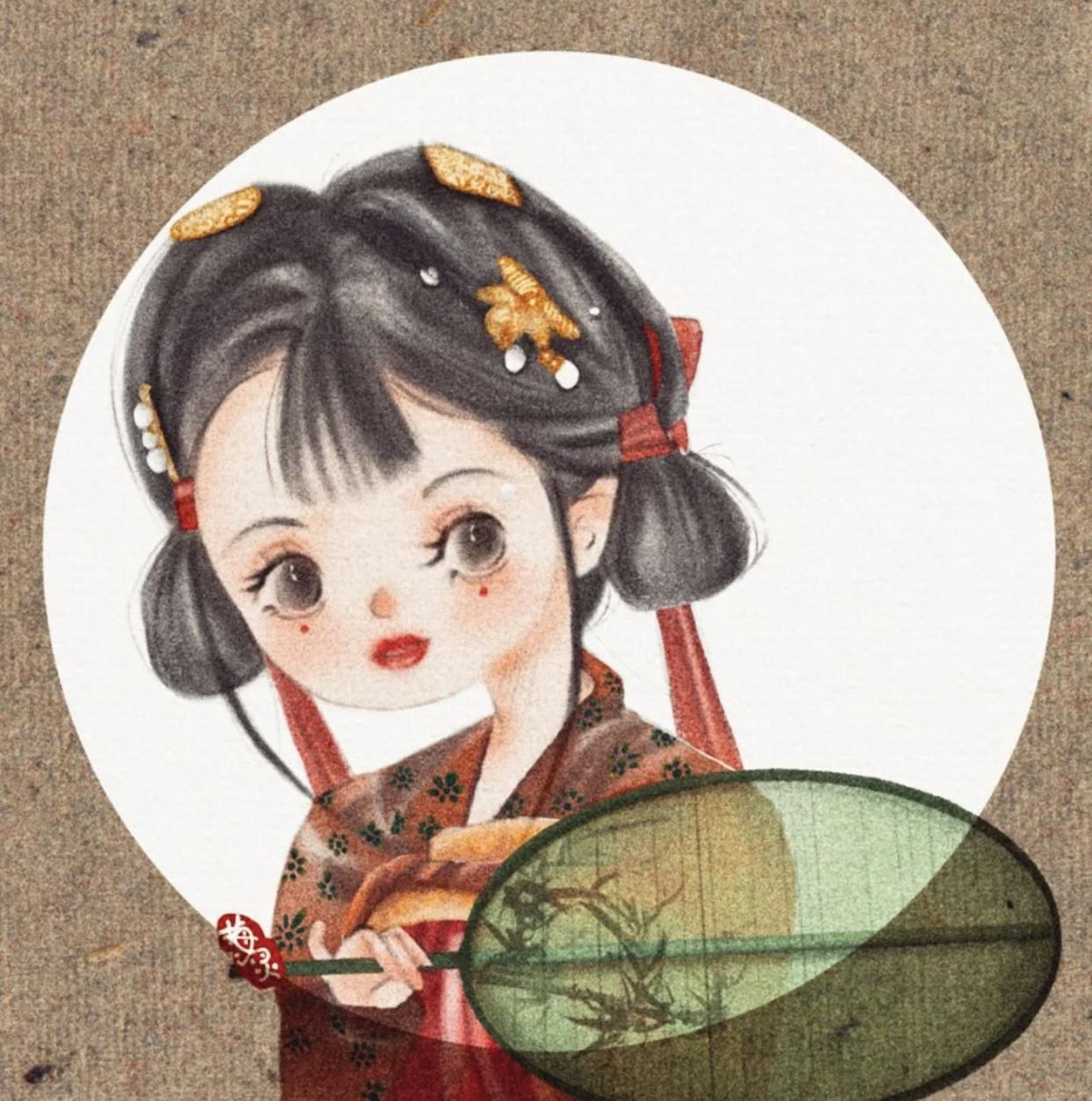 可爱的古风小人插画,古风插画风景手绘简单小图案黑白