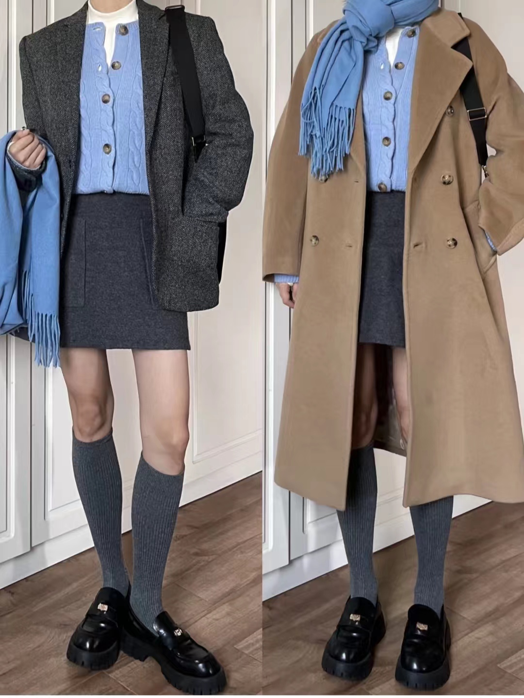 驼色浴袍大衣怎么搭配更高级,大衣棉服驼色穿搭女秋冬