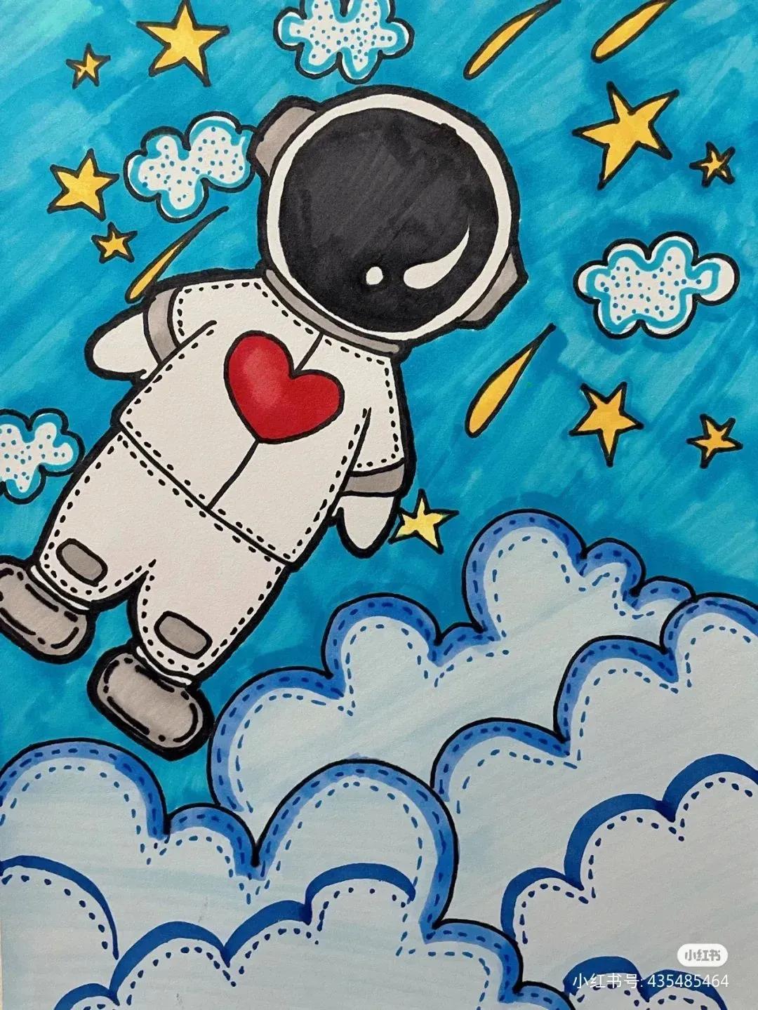 关于中国航天科技创新的绘画,描绘中国航天未来发展绘画