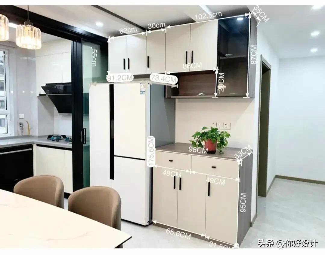 冰箱柜一体效果图预留尺寸,海尔双开门冰箱尺寸一览表