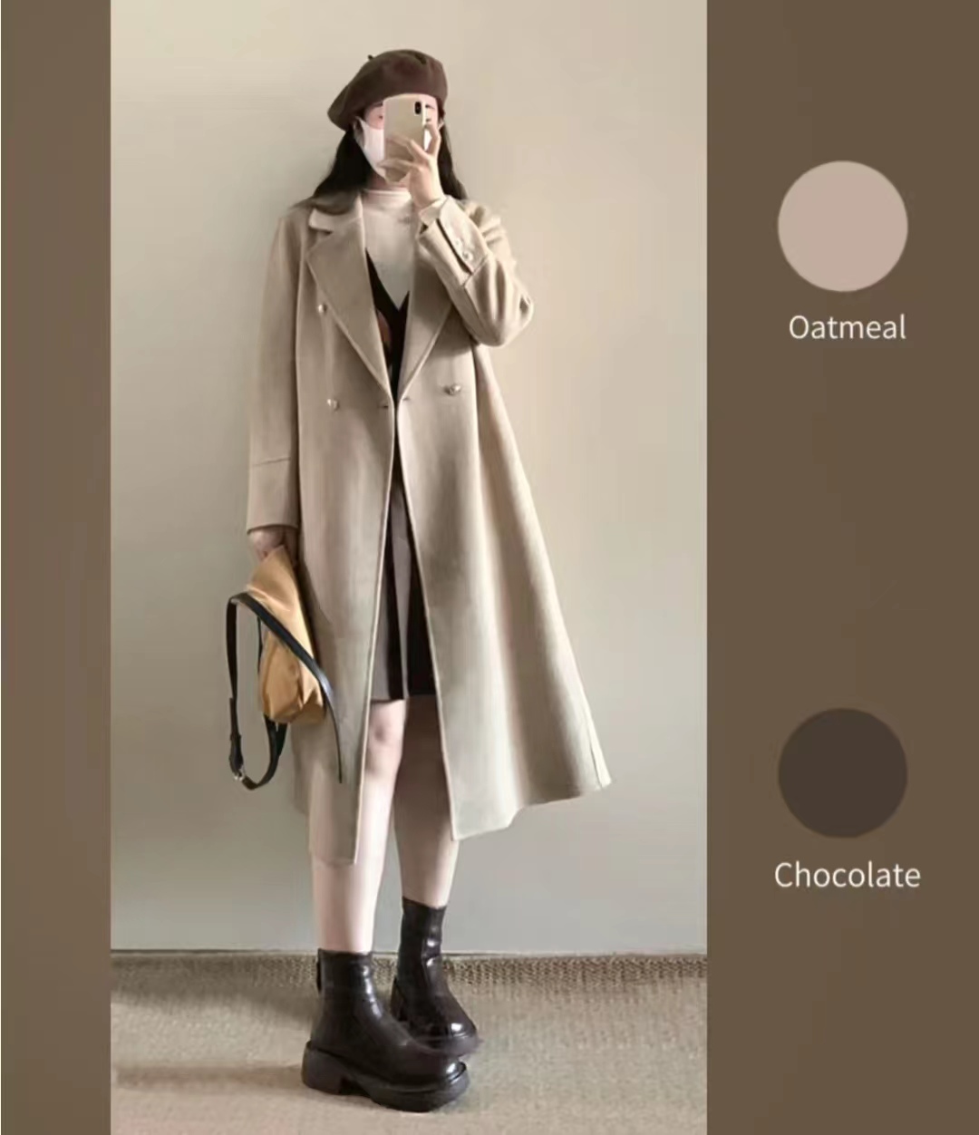 燕麦色大衣内搭什么颜色毛衣,燕麦色大衣高级穿搭图片