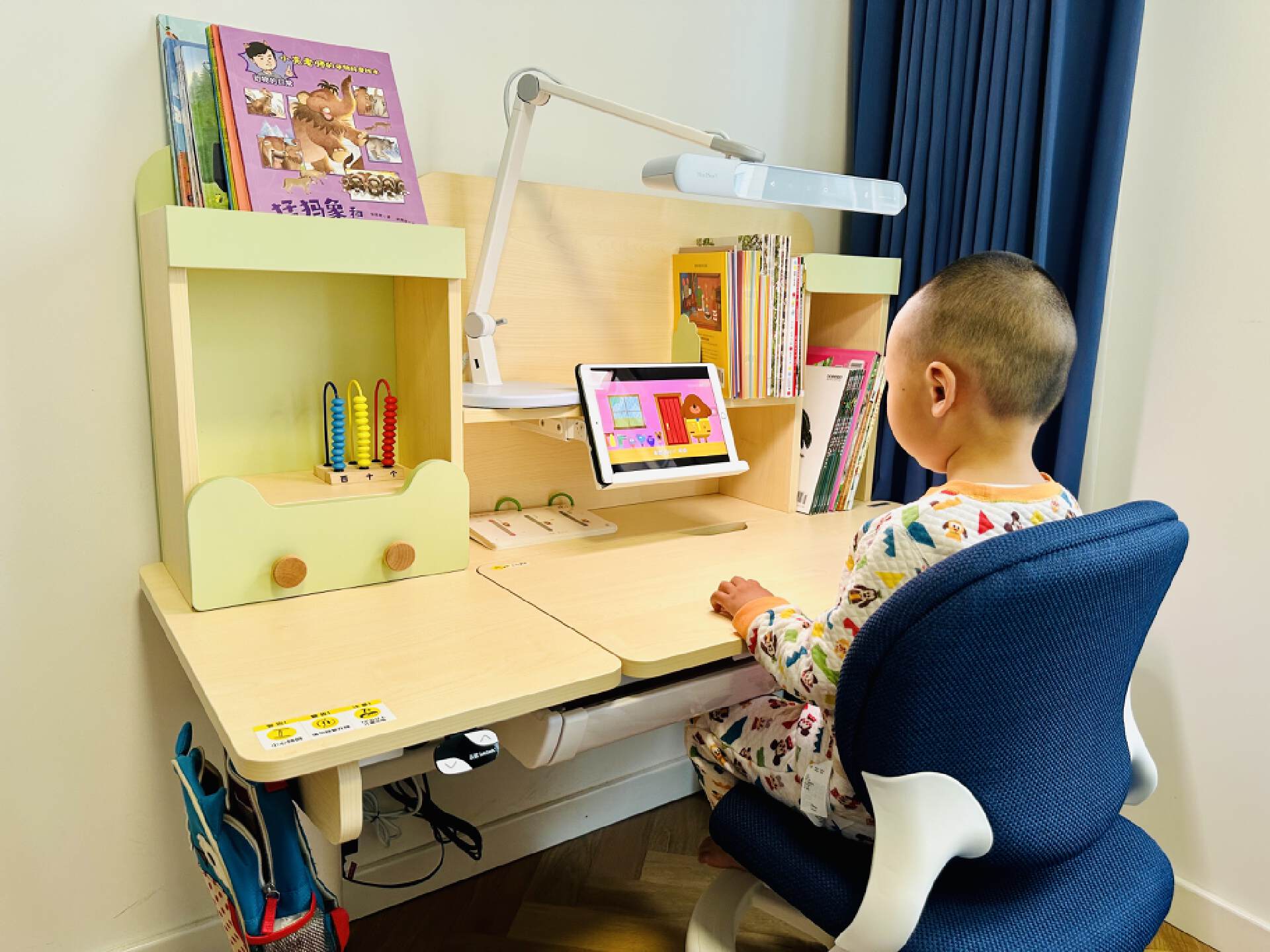 乐歌升降桌ec5蓝色,乐歌EC2电动升降学习桌