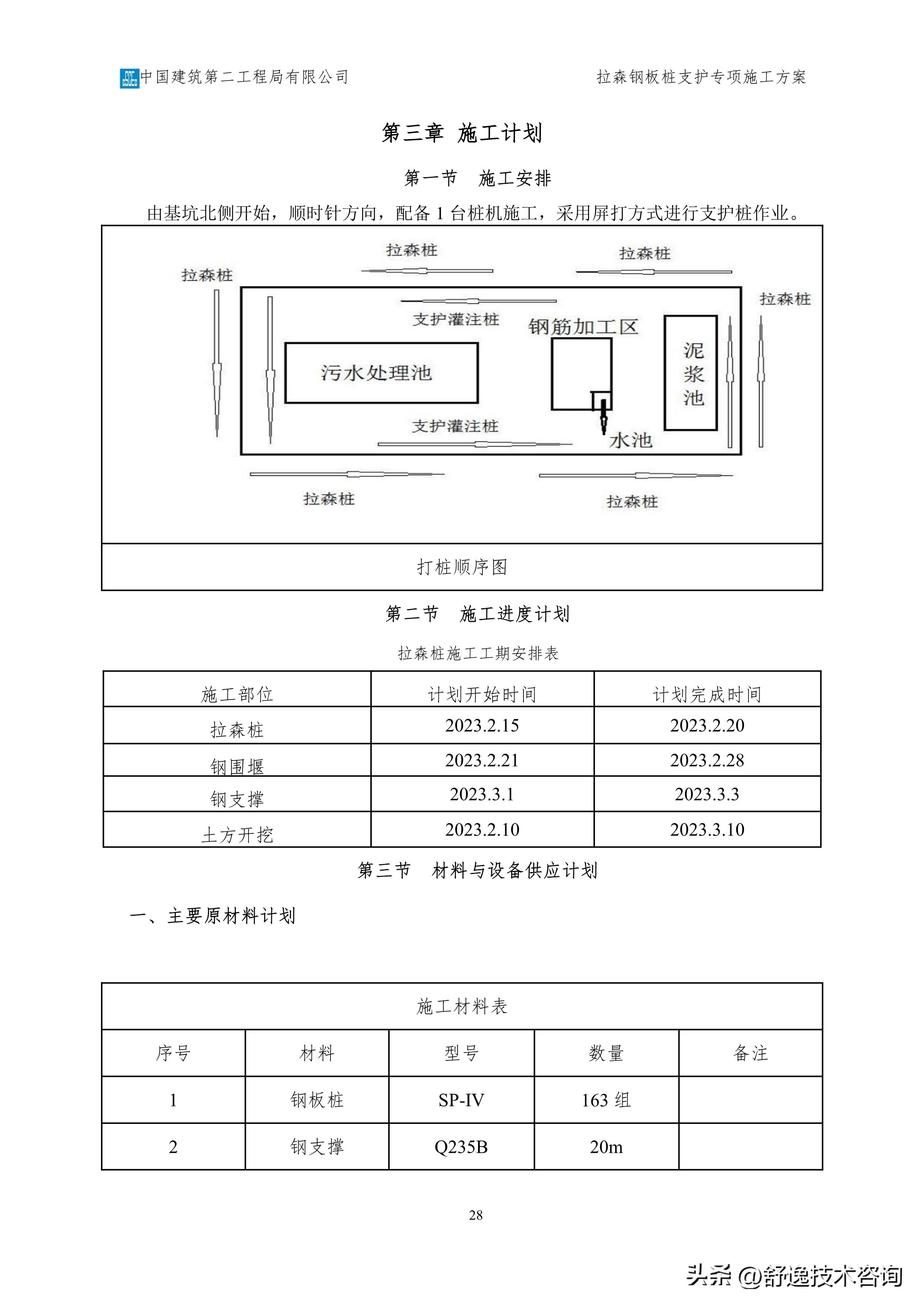 拉森钢板桩支护施工服务方案,拉森钢板桩基坑支护方案