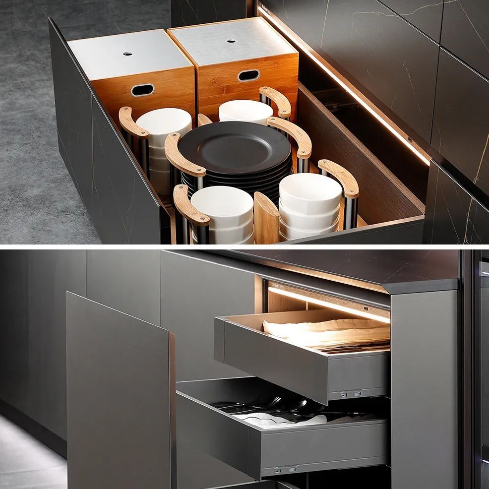 博洛尼浅灰色橱柜,博洛尼橱柜定制轻奢