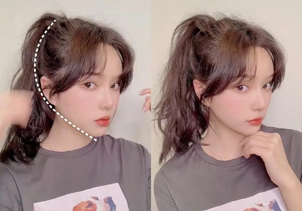 减龄绑头发简单又好看学院风,懒人显脸小绑发教程简单好看