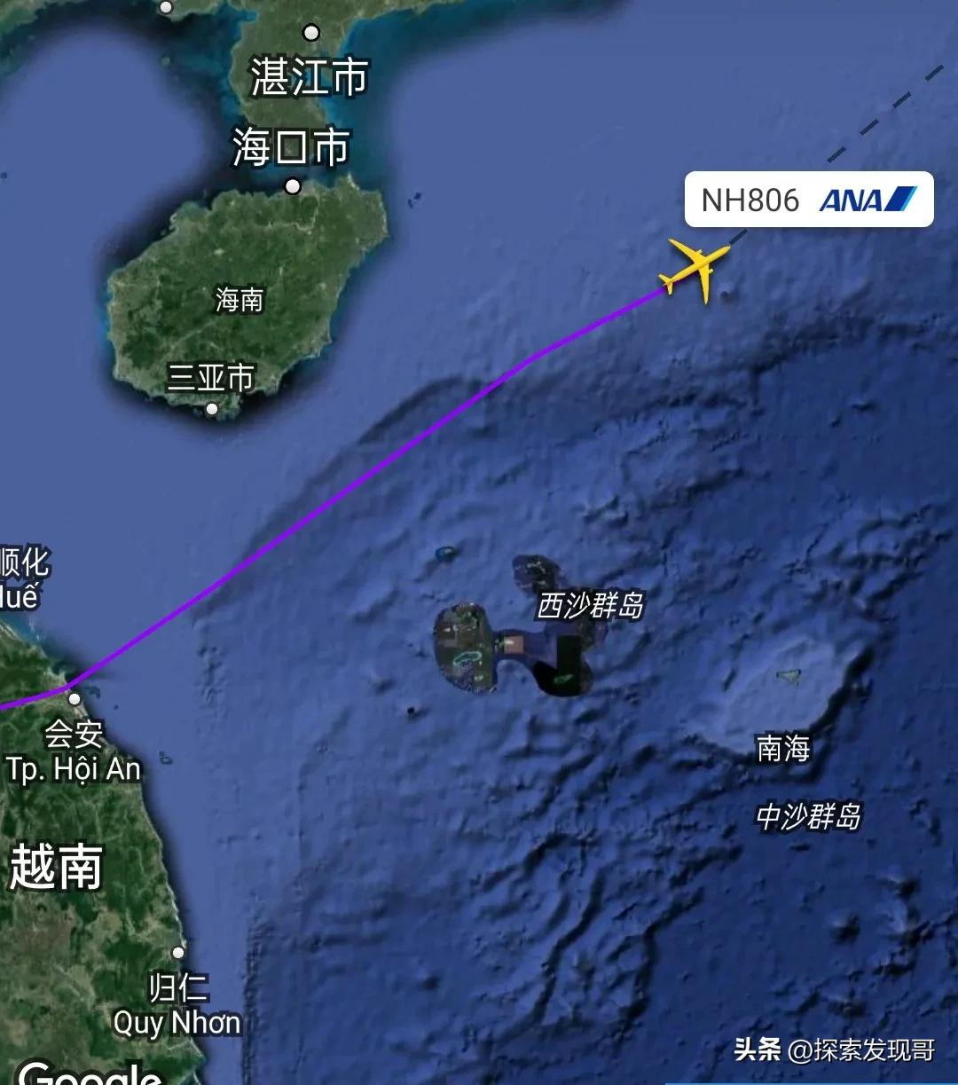 刚刚，5月28日10点03分，海南岛东部发现一架泰国飞日本飞机