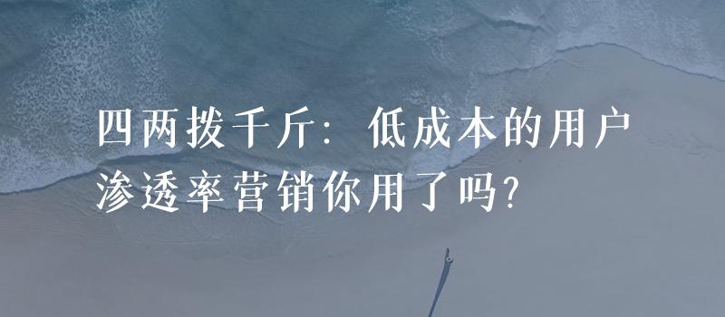 营销中四两拨千斤的思路,四两拨千斤的商业思维