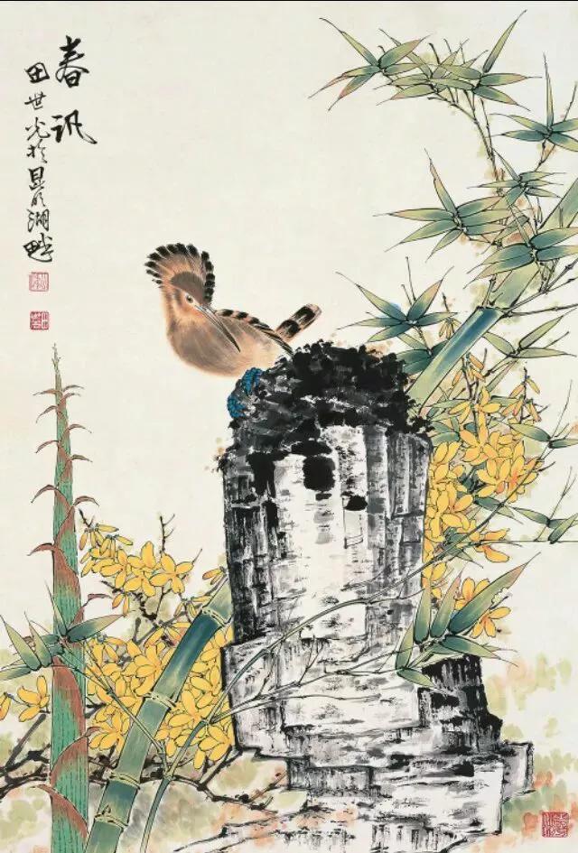 国画大师笔下的迎春花春意盎然,寒冷的冬季迎春花春意盎然