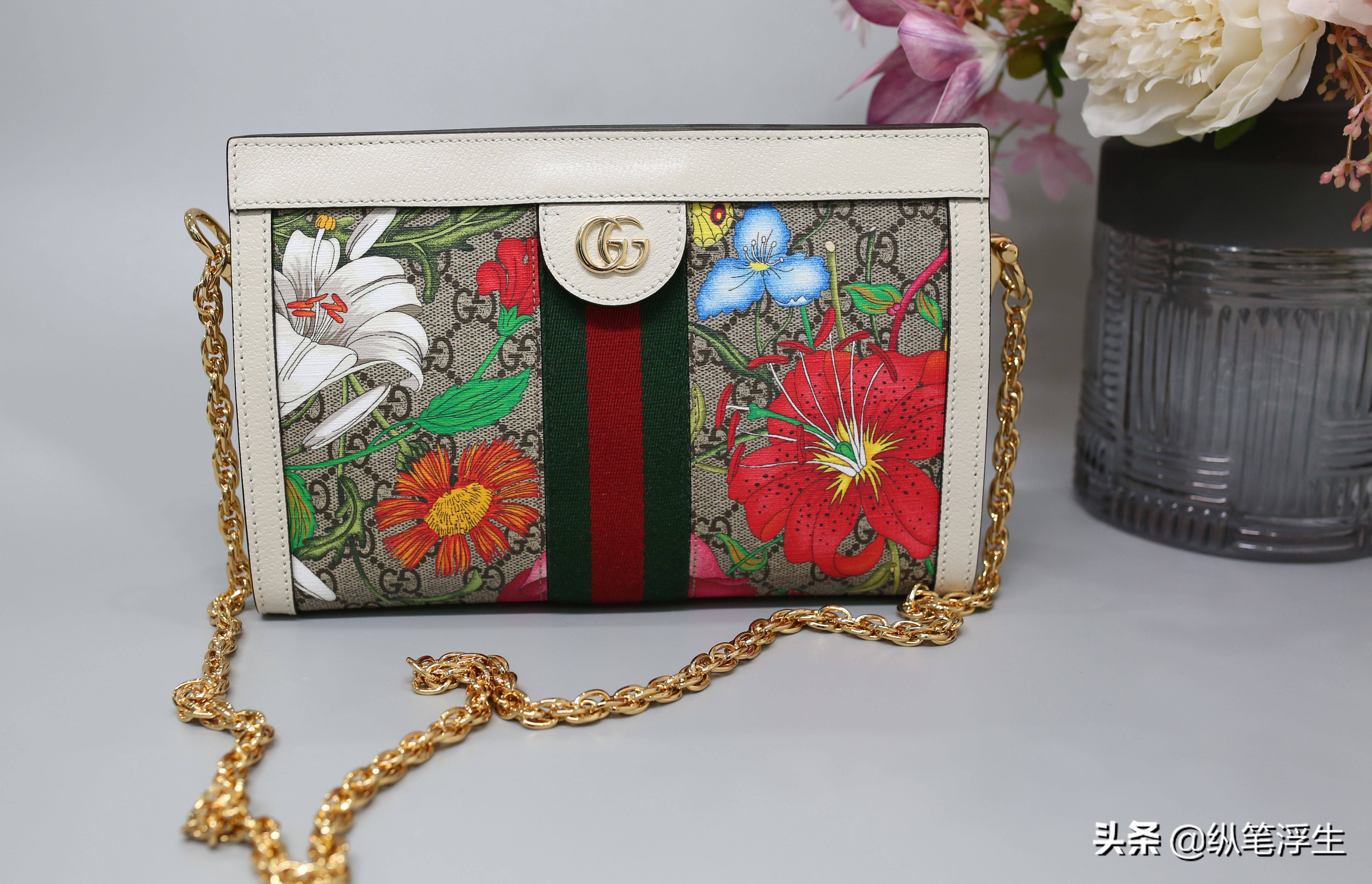 Gucciophidia链条包,gucci经典花卉包