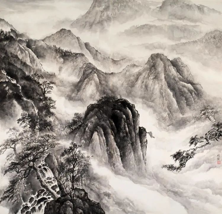 仁山智水山水画,仁山智水书法作品