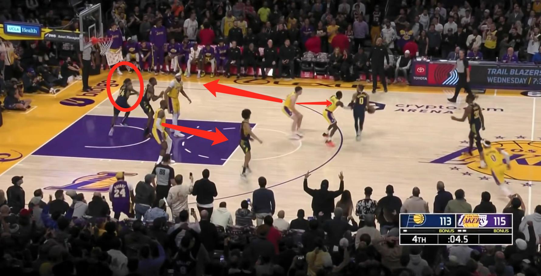 湖人战胜猛龙里弗斯晃倒,步行者进攻集锦