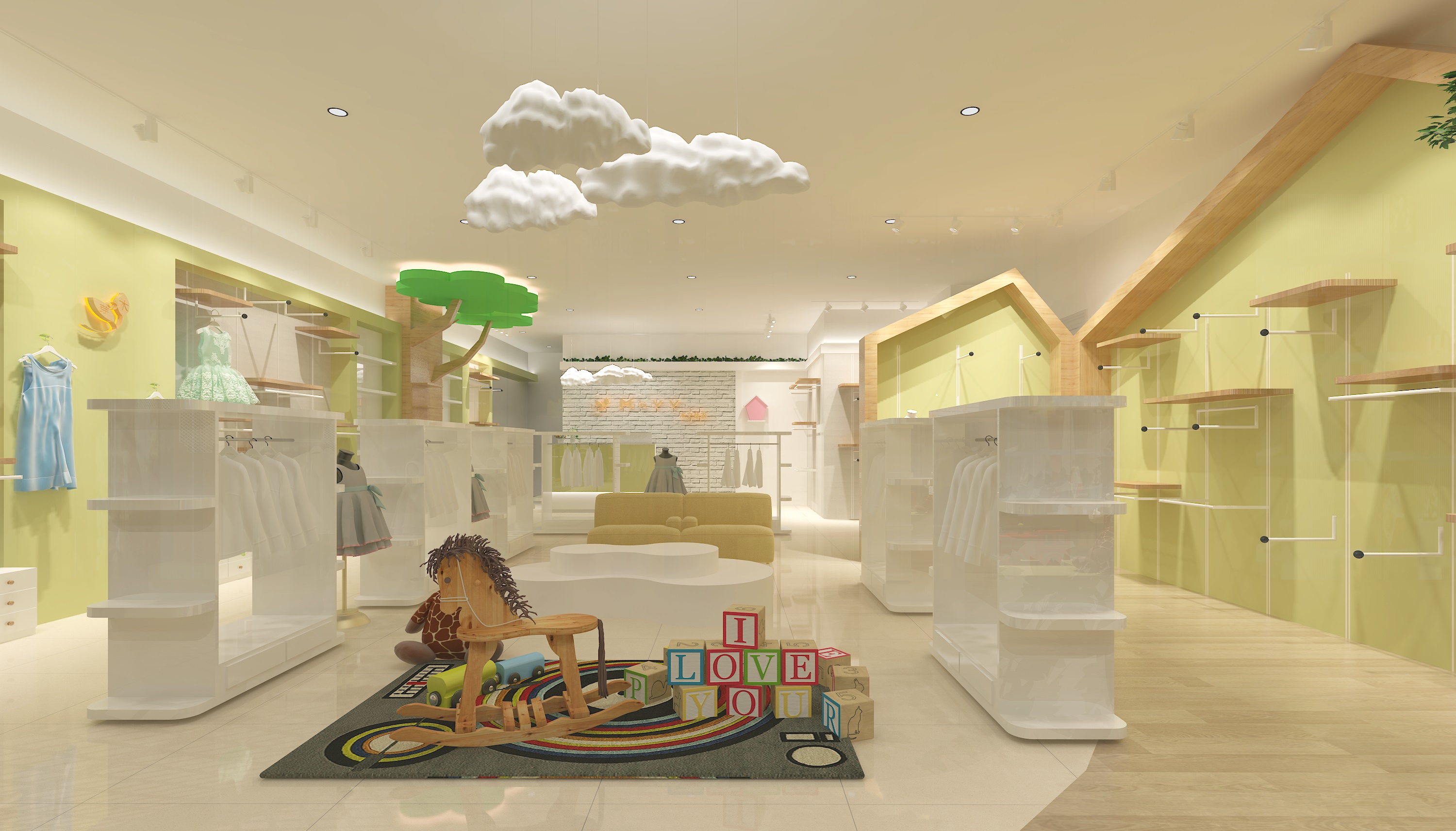 银川童装店设计装修公司推荐|银川木之芽衣童装店设计装修方案