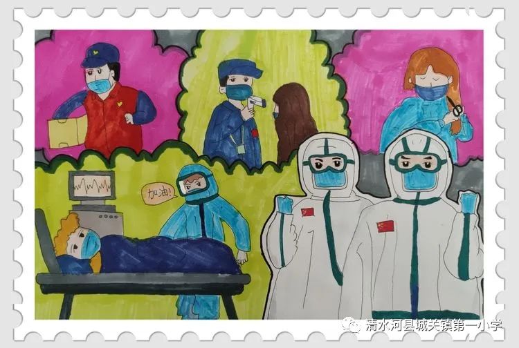 我是防疫小能手亲子绘画,童心有我共抗疫主题绘画