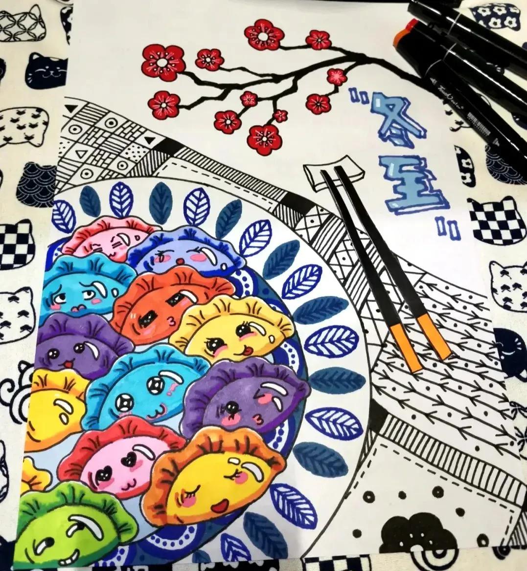 冬天吃的10种美食绘画,餐饮海报创意儿童绘画启蒙