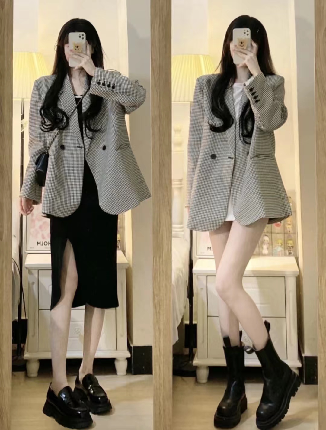 西装外套怎么搭配裙子好看气质,西装外套搭配时髦女士