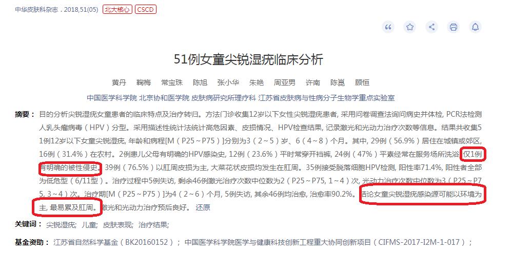 儿童患上尖锐湿疣就一定是遭遇性侵导致的吗？