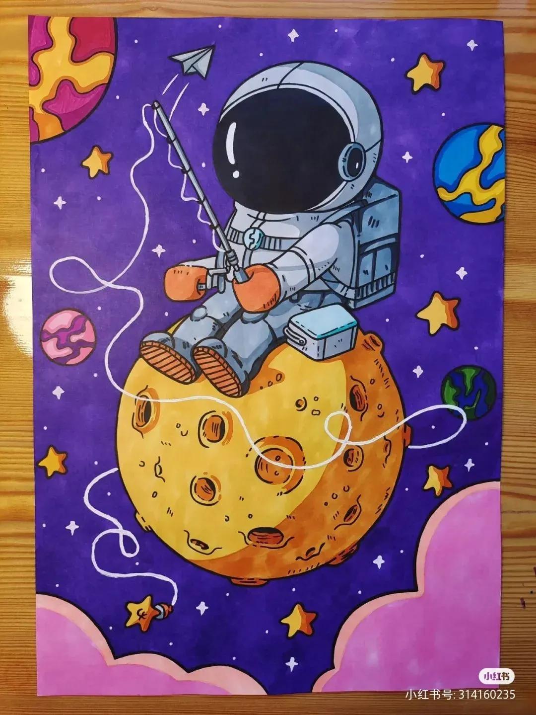 关于中国航天科技创新的绘画,描绘中国航天未来发展绘画