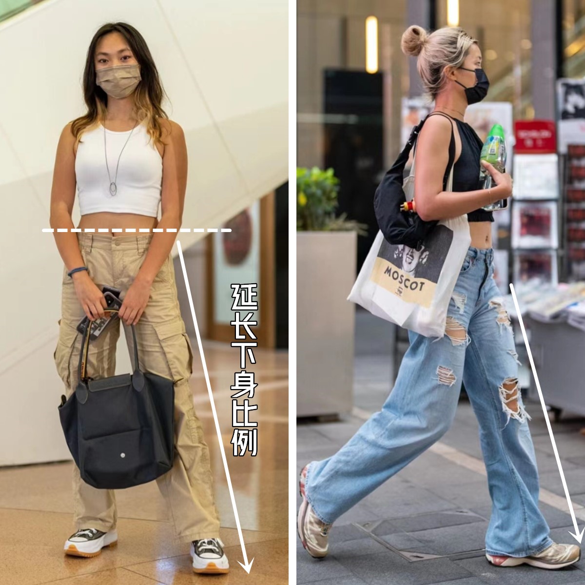 女士阔腿裤穿搭图片香港,明星夏季街拍牛仔阔腿裤穿搭