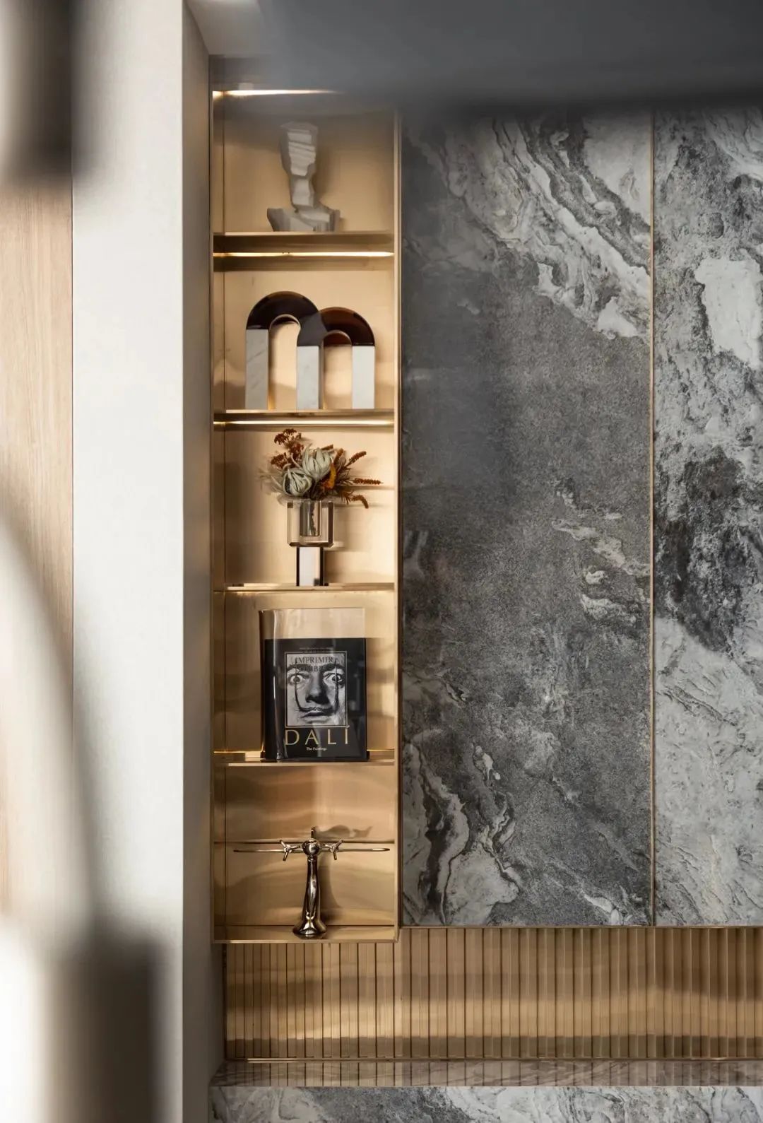 轻奢风电视背景墙大理石灰,新中式高级灰大理石电视背景墙