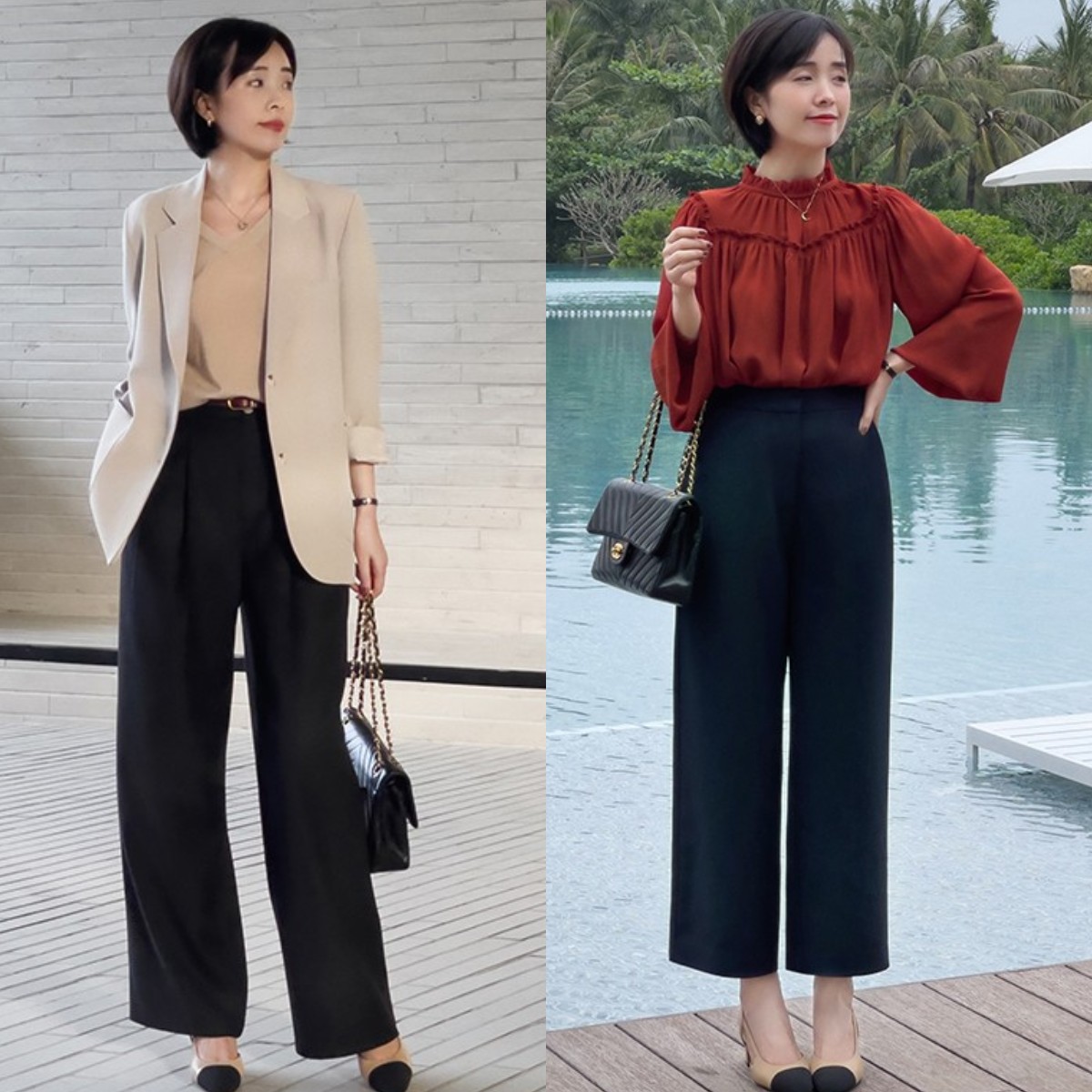 阔腿裤要怎么穿才又显瘦又好看,阔腿裤的时尚穿搭好看又独特