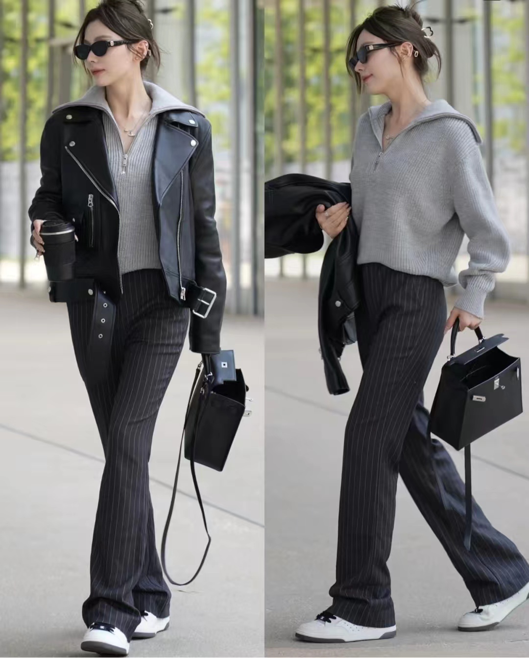 冬季黑色皮衣加棉高级感穿搭,黑色皮衣穿搭女秋冬