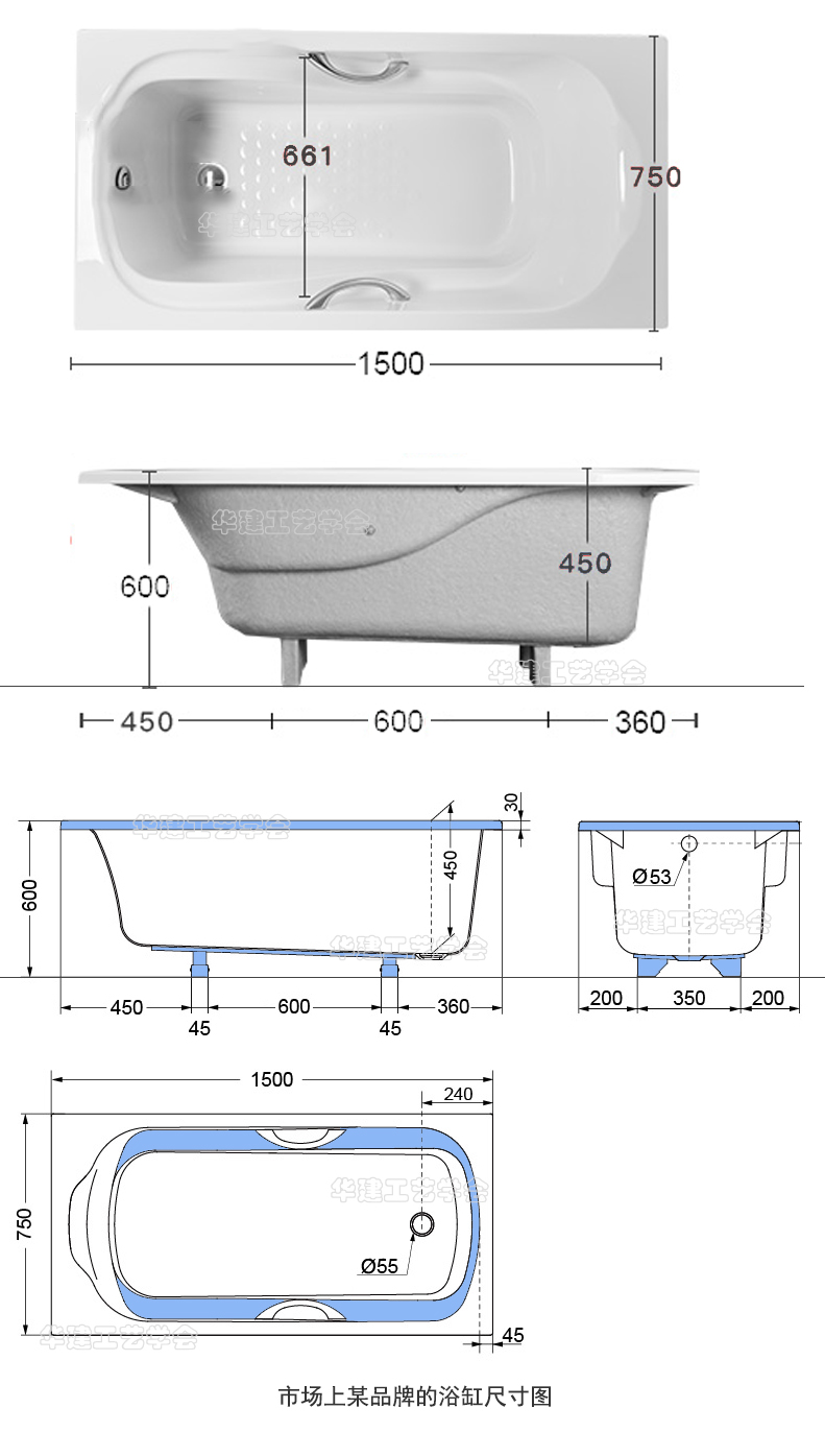 浴缸空间尺寸对照表,浴缸区空间尺寸指引
