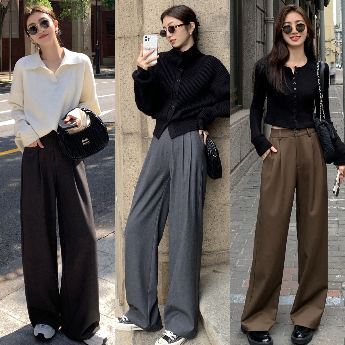 高腰显瘦阔腿直筒裤小个子,显高显瘦显腿长的高腰裤小个子穿