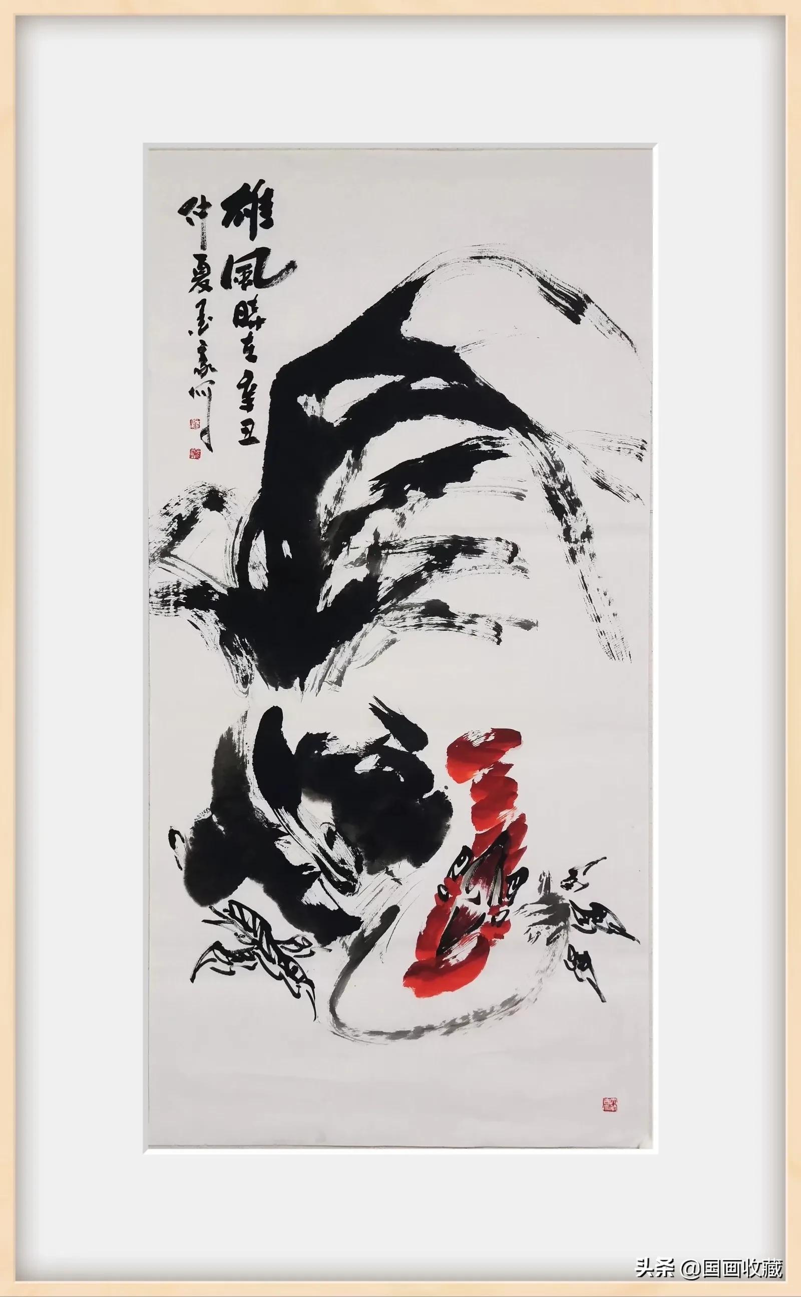 墨豪画鸡高清大图,墨豪画鸡创意作品