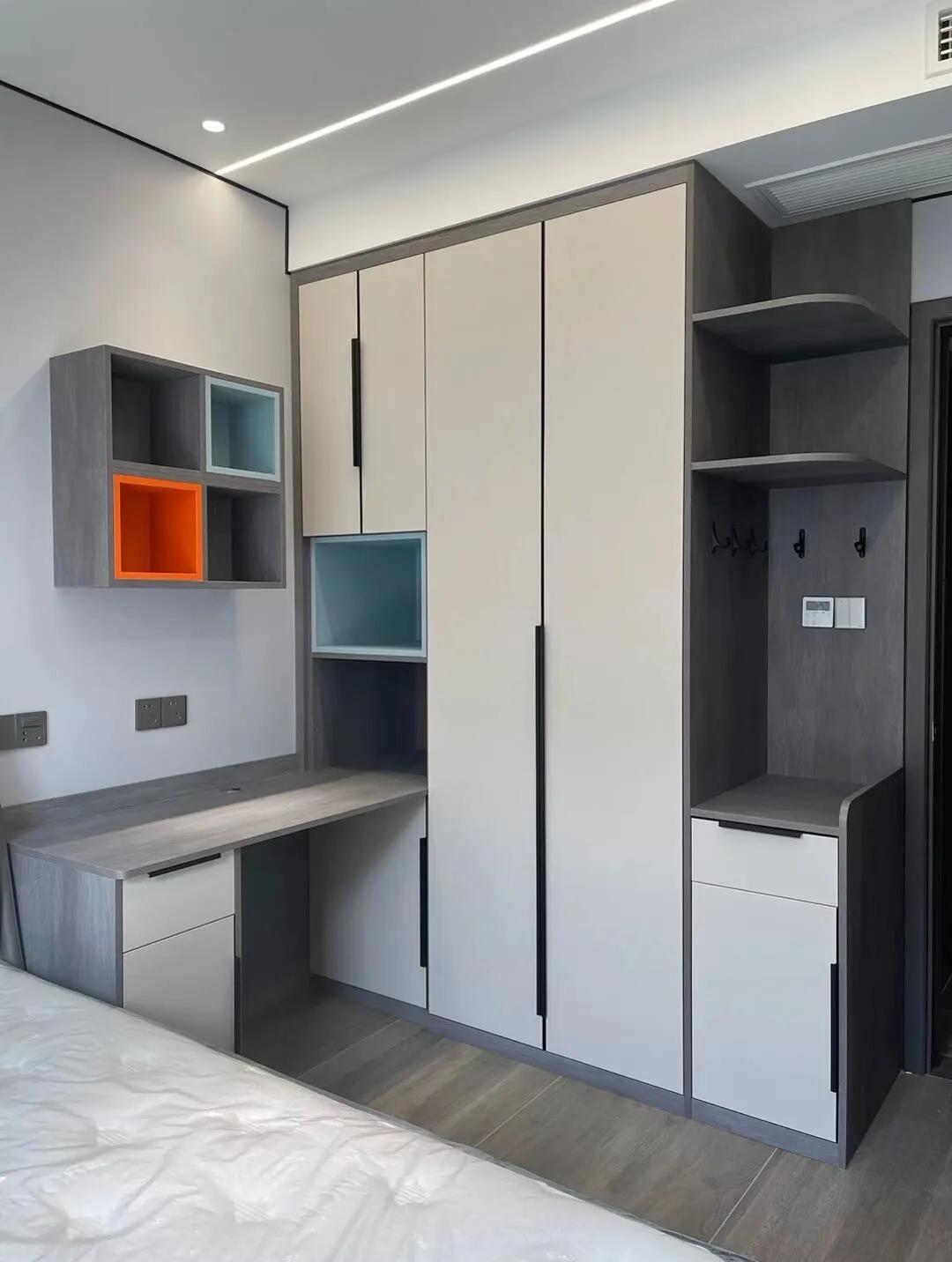 衣柜与学习桌一体效果图,衣柜学习桌一体柜成品