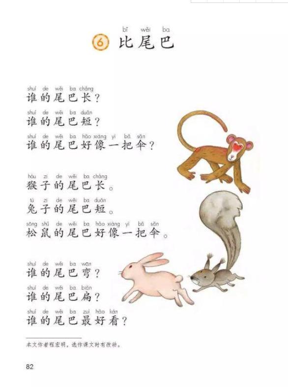 比尾巴课文一年级,一年级上册课文6比尾巴生字