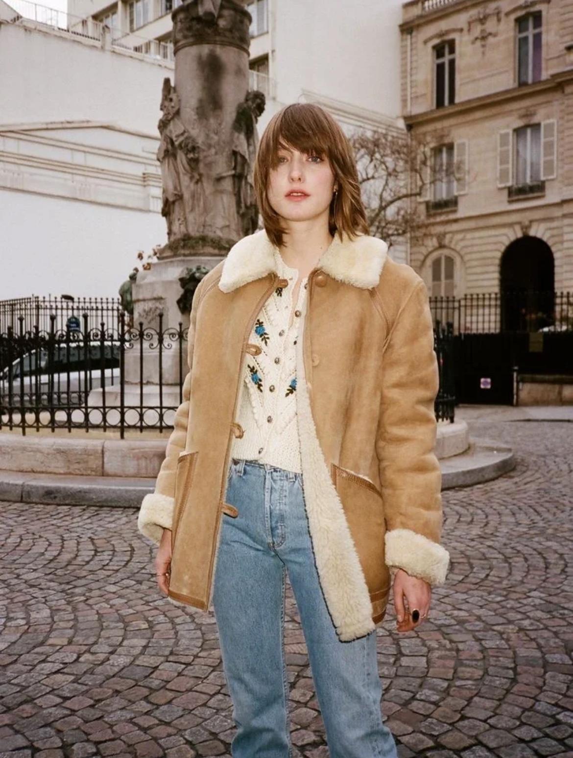 麂皮绒短外套穿搭,麂皮外套复古穿搭
