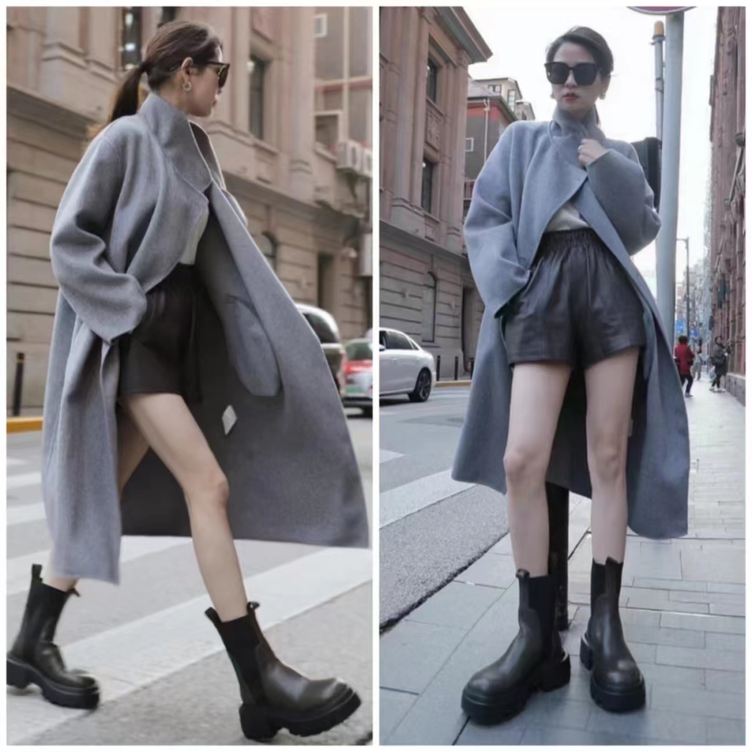 流行的靴子搭配什么衣服图片,中长靴子穿衣搭配图片2020秋冬