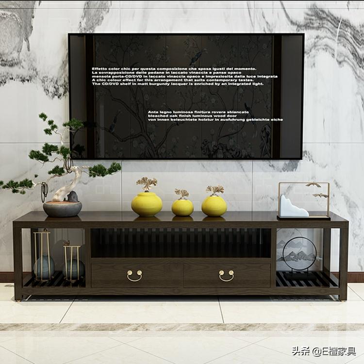 新中式电视柜两边放什么最好,新中式电视柜款式效果图