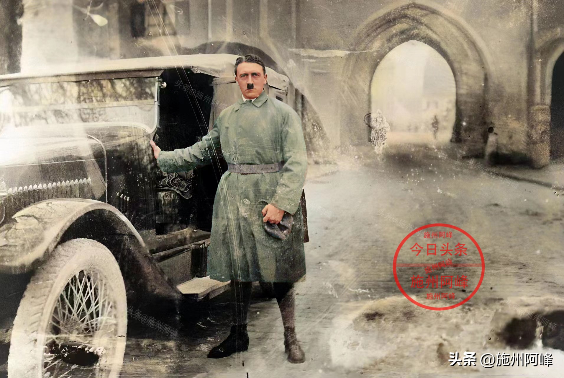 老照片：坐完牢刚出狱时的希特勒，与帝国大厦同框的兴登堡号飞艇