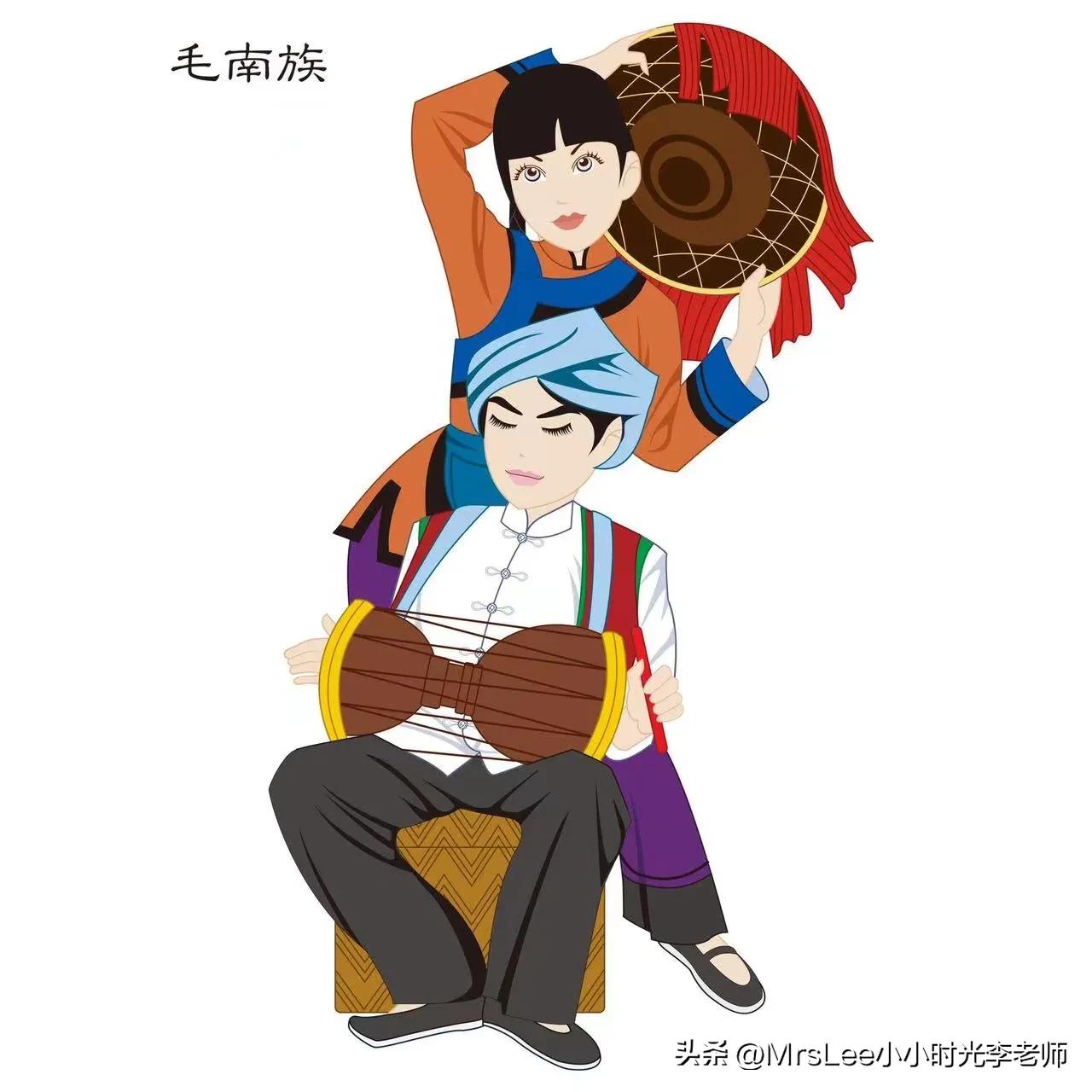 56个民族插图单人,56个民族插图画