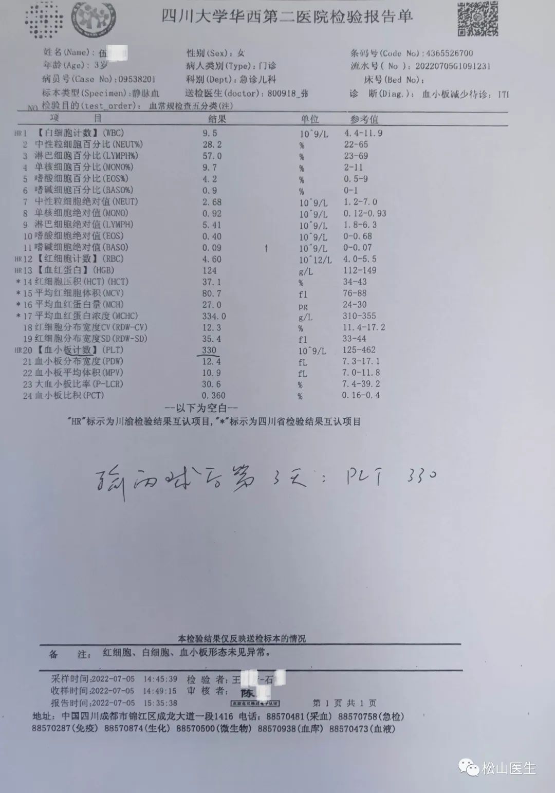 松山医话全文,血小板低中医医案