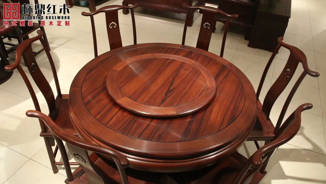 巴里黄檀千里江山圆餐桌介绍,苏阳红巴里黄檀圆餐桌价格