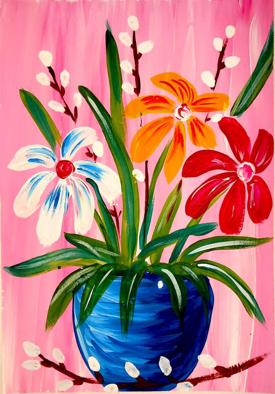 儿童画素材简单好看,儿童画水粉画创意美术3-4岁