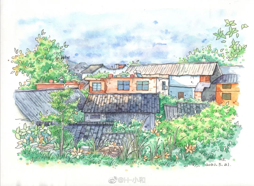 95后女孩画山水画,95后女大学生画山水课堂