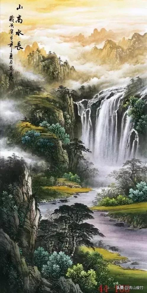 竖幅山水画图片大全精品,陈学良山水画精品欣赏40幅