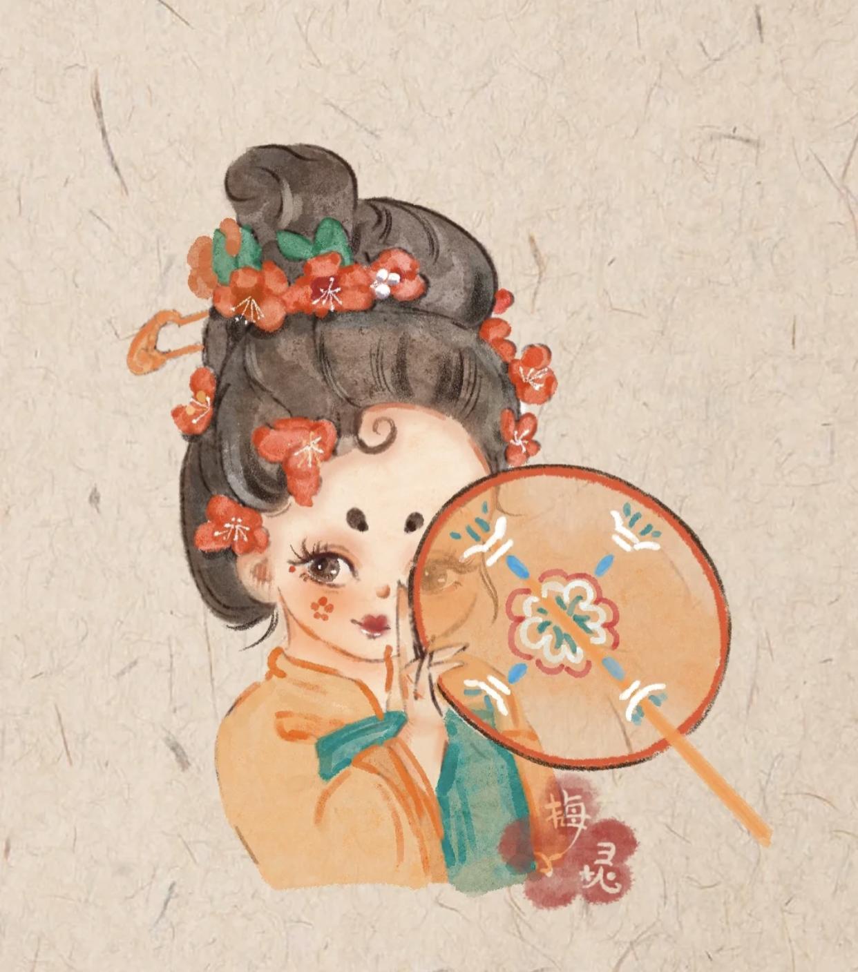 可爱的古风小人插画,古风插画风景手绘简单小图案黑白