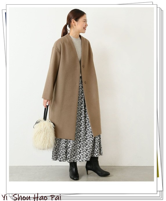 无领大衣薄款穿搭,无领冬季大衣搭配连帽衫