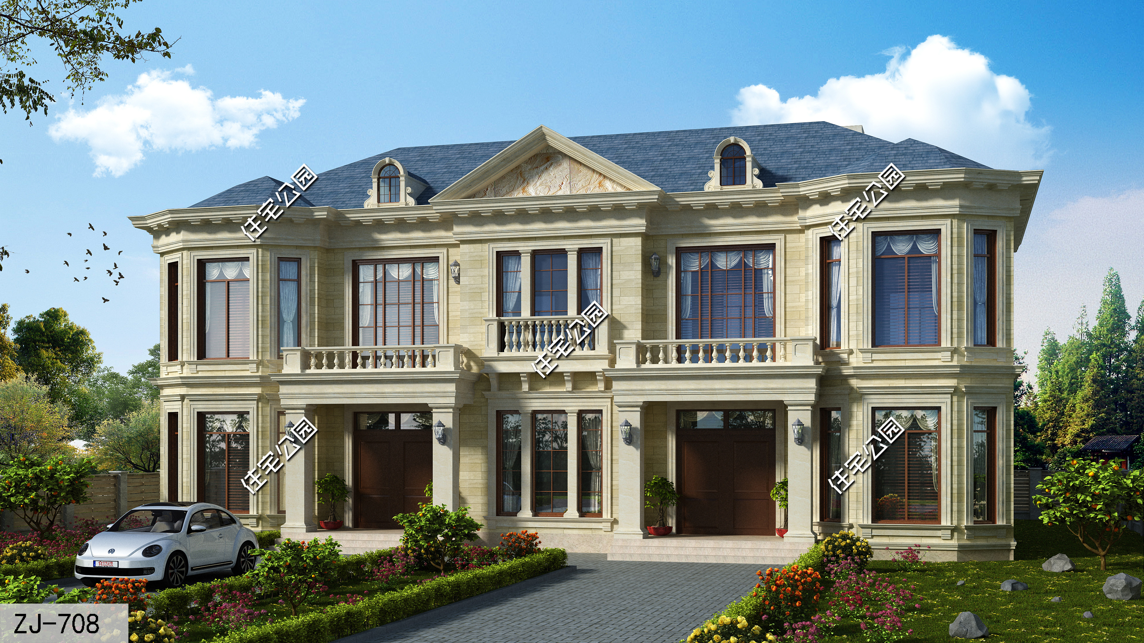 农村简单大气的二层别墅户型,11.5米x11米二层半现代别墅平面图