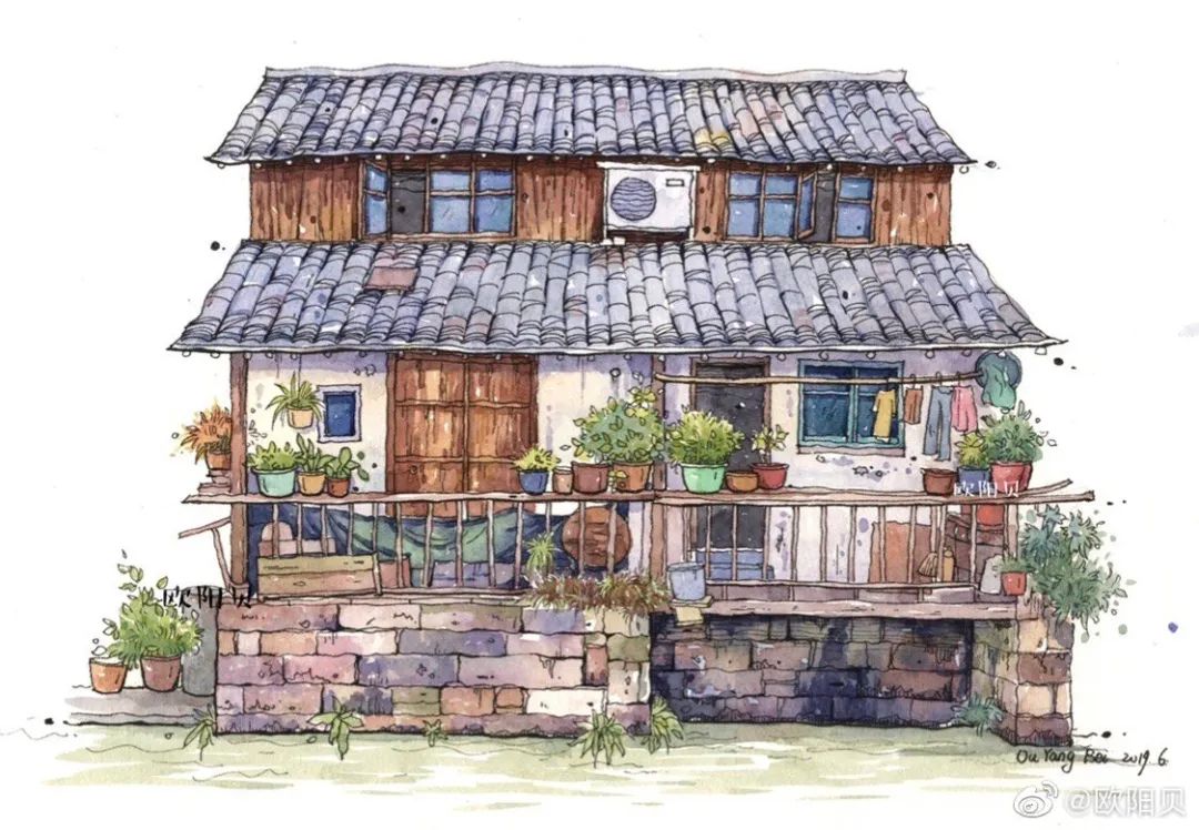 95后女孩画山水画,95后女大学生画山水课堂