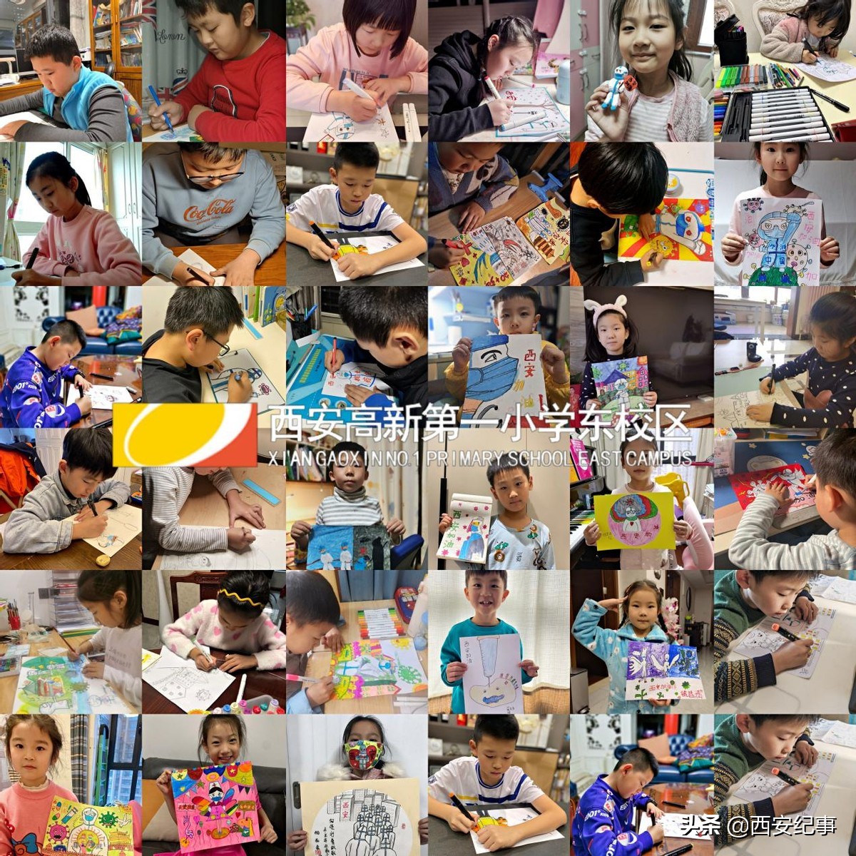 童心共绘抗击疫情的绘画作品,童心抗疫致敬先锋美术作品