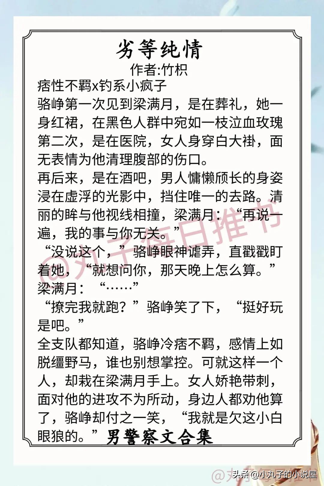 警察文男生小说推荐,男警察甜文小说推荐