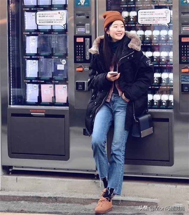 韩国冬季穿搭女高级感,韩国穿搭街拍秋冬羽绒服